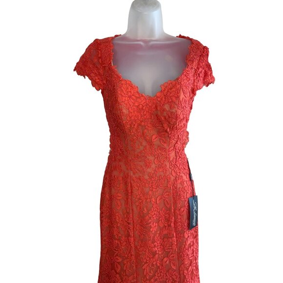 NWT La Femme Coral Lace Backless Formal Evening Gown Size 6 Coral - Picture 10 of 11